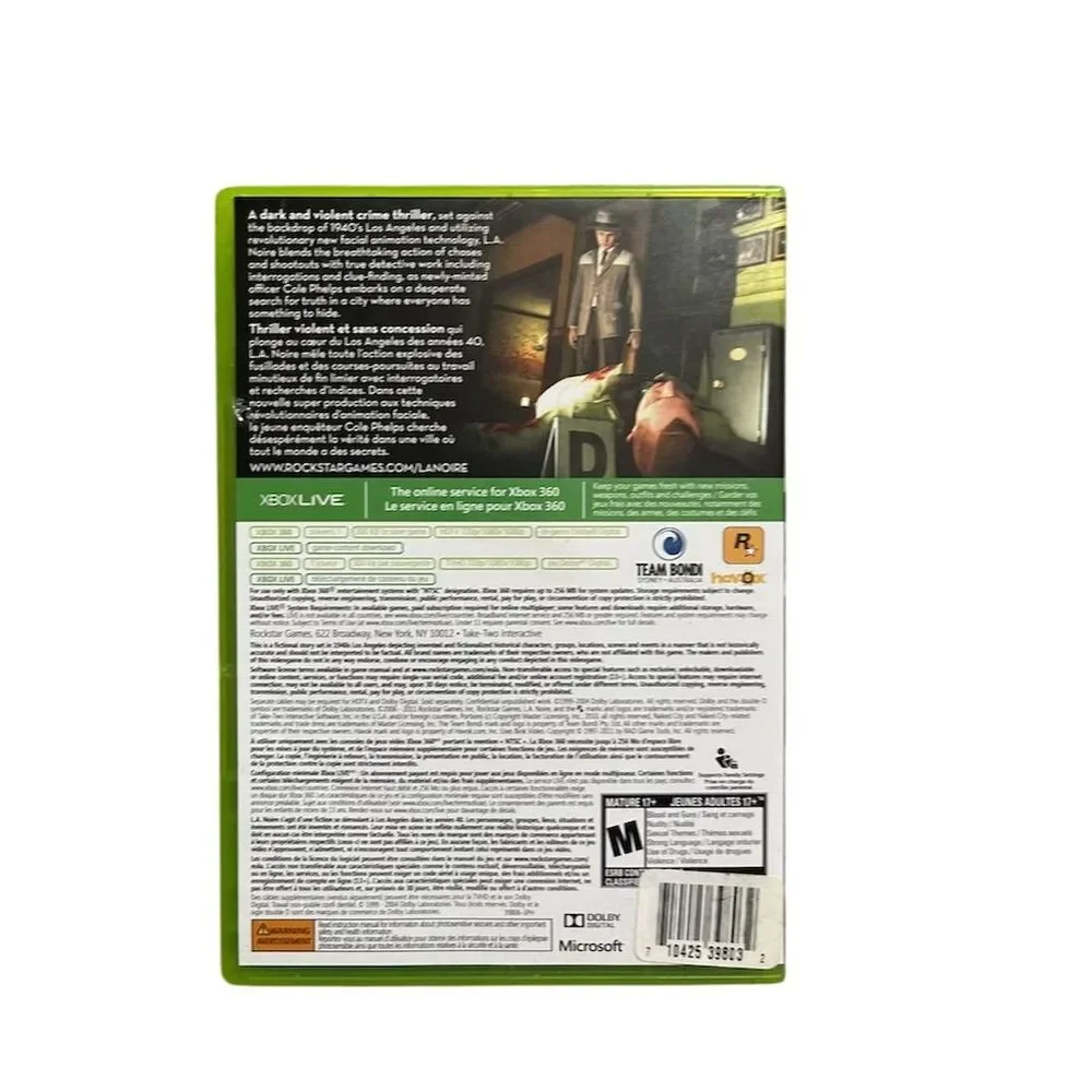 L.A. Noire Xbox 360 Platinum Hits Edition Action-Adventure Game 2011